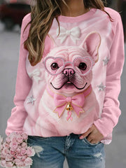 Women's Pink Dog Pink Ribbon Breast Cancer Awareness Sweatshirt