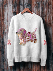 Women's Breast Cancer Awareness Dachshund Sweatshirt