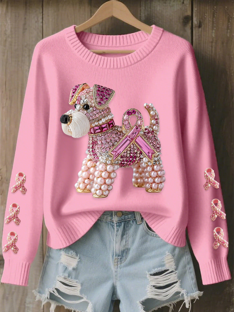 Women's Breast Cancer Awareness Schnauzer Sweatshirt