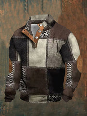 Men's Vintage Cable Pattern Print Casual Sweatshirt