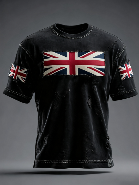 Men's British Flag Printed Casual short sleeves t-shirt