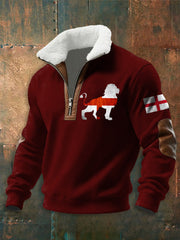 Men's English Flag Lion Print  zip-up hoodie
