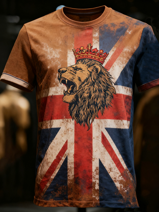 Men's Vintage UK Flag Printed T-shirt
