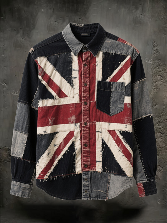 Unisex British Flag Patchwork Printed Shirt