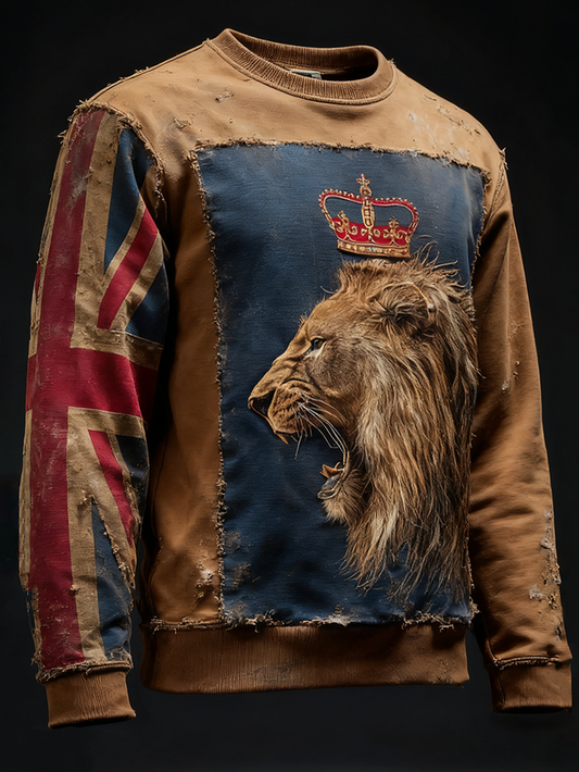 Men's Vintage UK Flag Printed Sweatshirt