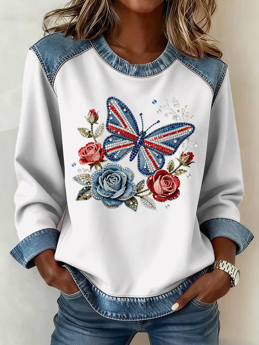 Women's British Style Pattern Patchwork Art Sweatshirt
