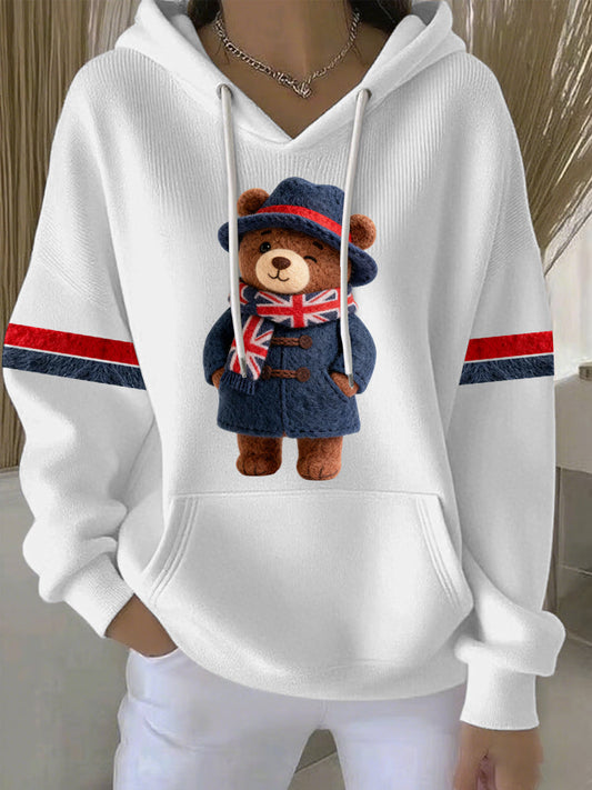 Women's British style Print Casual Hoodie