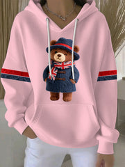 Women's British style Print Casual Hoodie