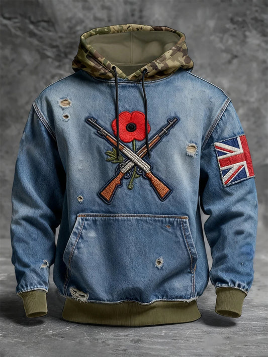 Men's Remembrance Day Lest We Forget Hoodie with Pockets