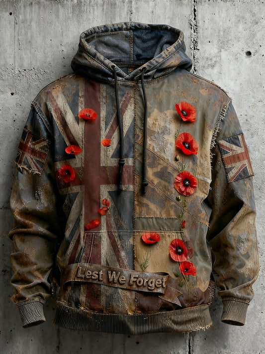 Men's Remembrance Day Lest We Forget Hoodie with Pockets