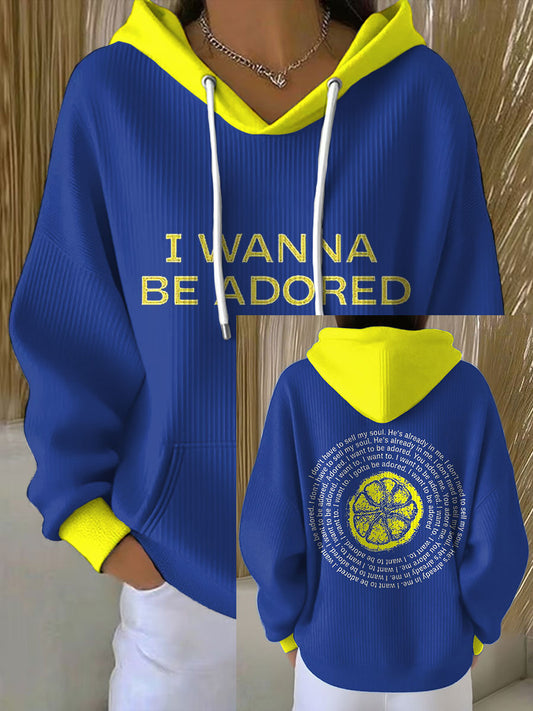 Women's I Wanna Be Adored Lemon Roses Music Lover Printed Hoodie