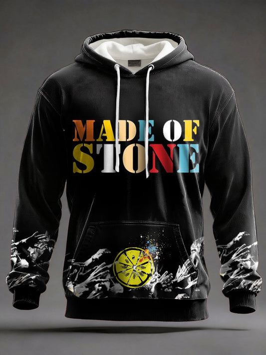 Men's Made of Stone Lemon Roses Music Lover Printed Hoodie