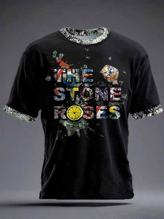 Unisex Lemon Roses Music Lover Printed T-shirt