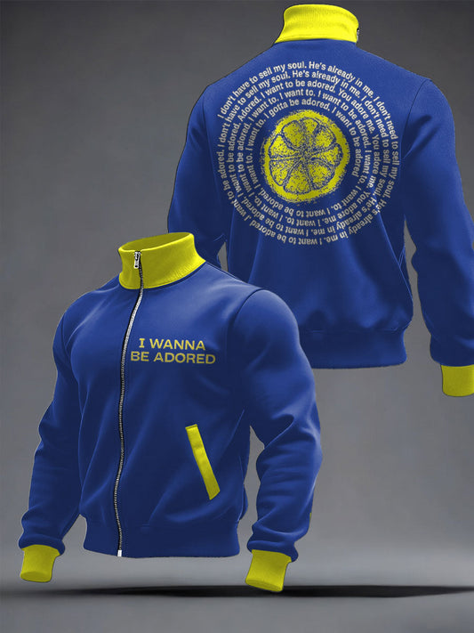 Men's I Wanna Be Adored Lemon Roses Music Lover Printed Coat
