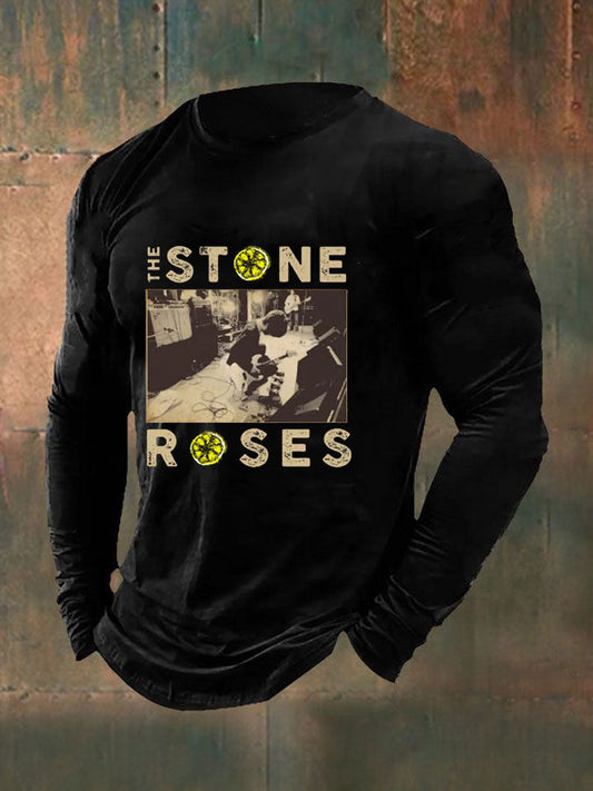 Men's Lemon Roses Music Lover long sleeve T-shirt