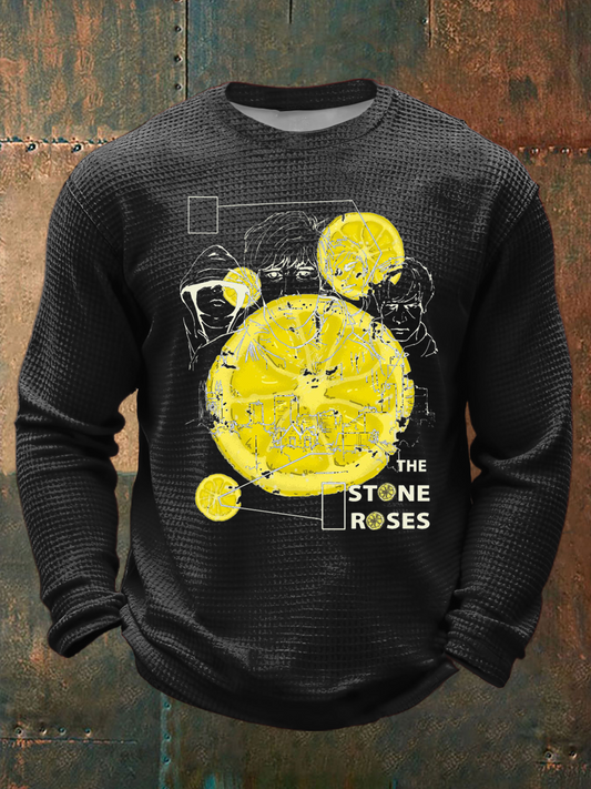 Men's Lemon Roses Music Lover Waffle Long Sleeve T-Shirt