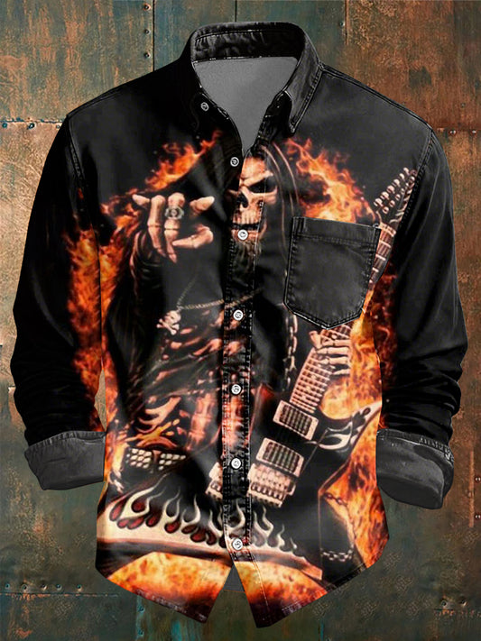 Men's Rock Music Inspired Pocket Shirt