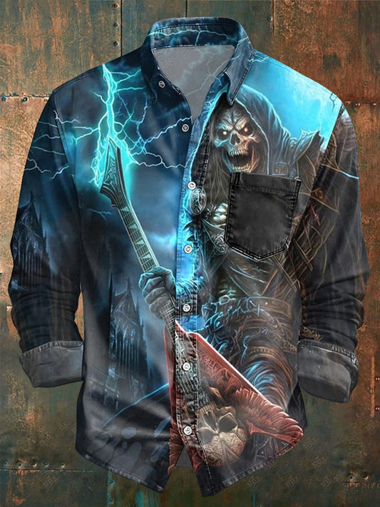 Men's Rock Music Inspired Pocket Shirt