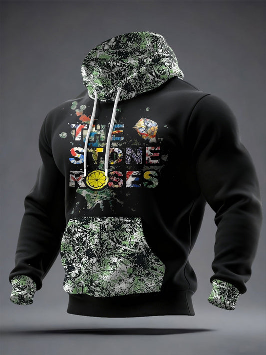 Men's Lemon Roses Music Lover Printed Hoodie