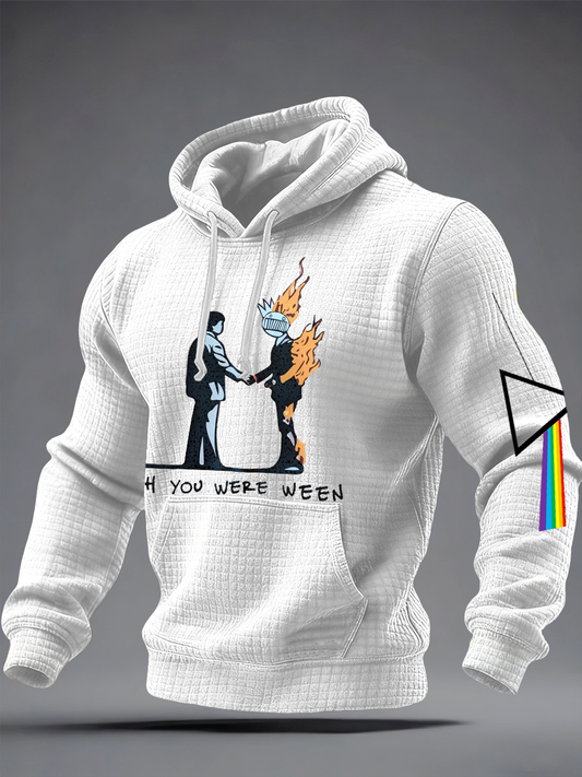 Men's rock band lover Checkered Cotton Hoodie