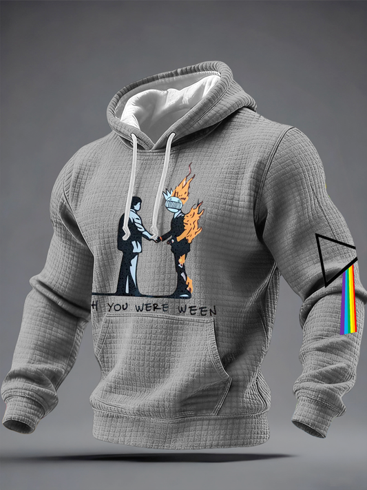 Men's rock band lover Checkered Cotton Hoodie