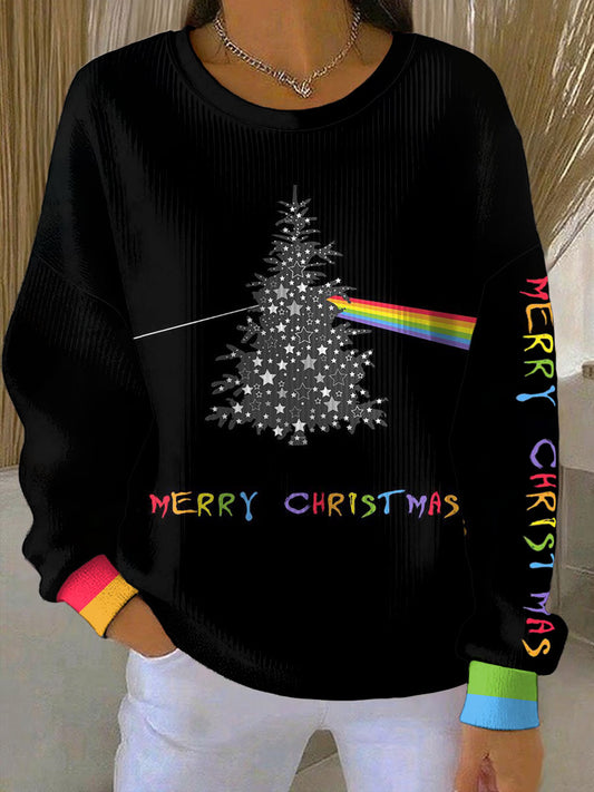 Women's  rock band lover Ribbed Round-Neck Sweatshirt