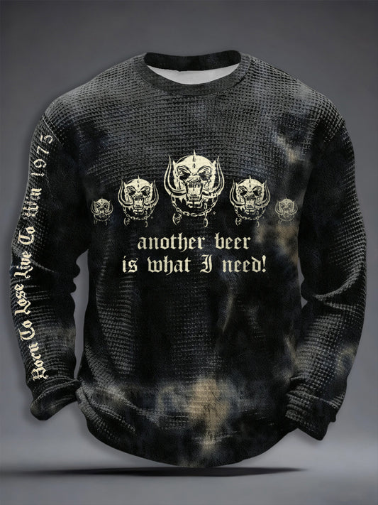 Men's Rock Music Inspired Waffle Long Sleeve T-Shirt