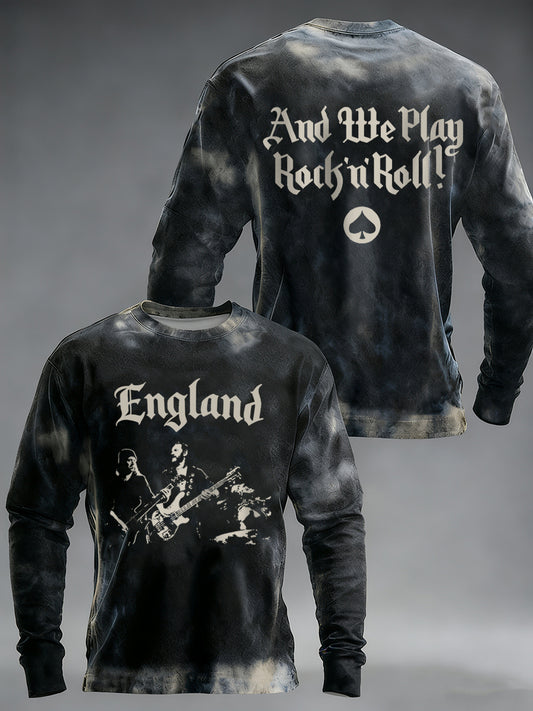 Men's Rock Music Inspired long sleeve round neck T-shirt