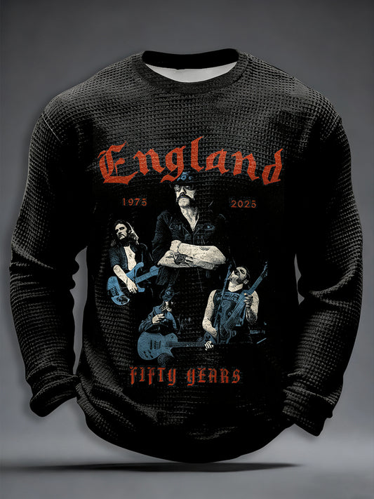 Men's Rock Music Inspired Waffle Long Sleeve T-Shirt
