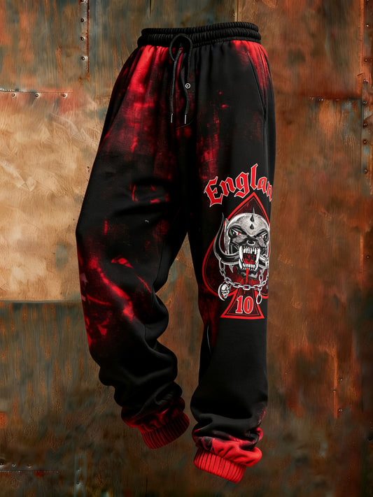 Men's Vintage England Skull Printed Pants