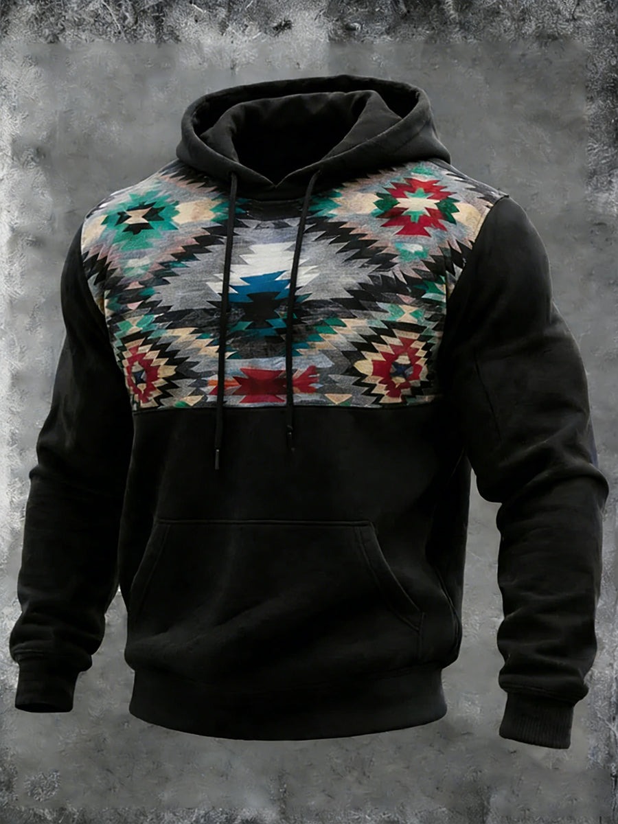 Men's Vintage Western  Aztec Hoodie with Pockets