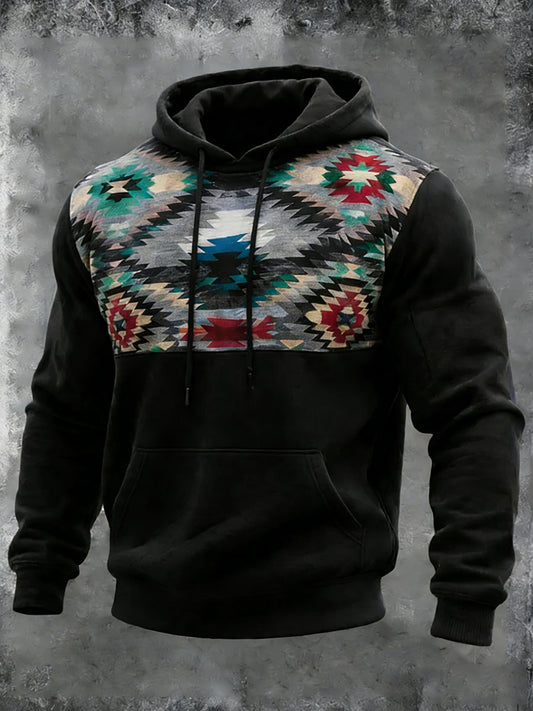 Men's Vintage Western  Aztec Hoodie with Pockets